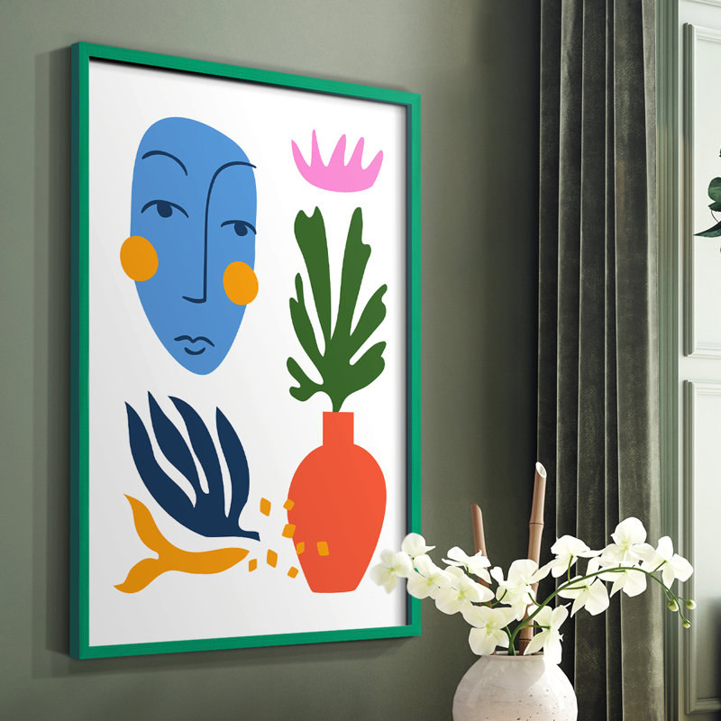 Matisse CDXLV III, reproduction d'art encadrée - bois massif, Cadre simple vert, H 10 po x l 8 po
