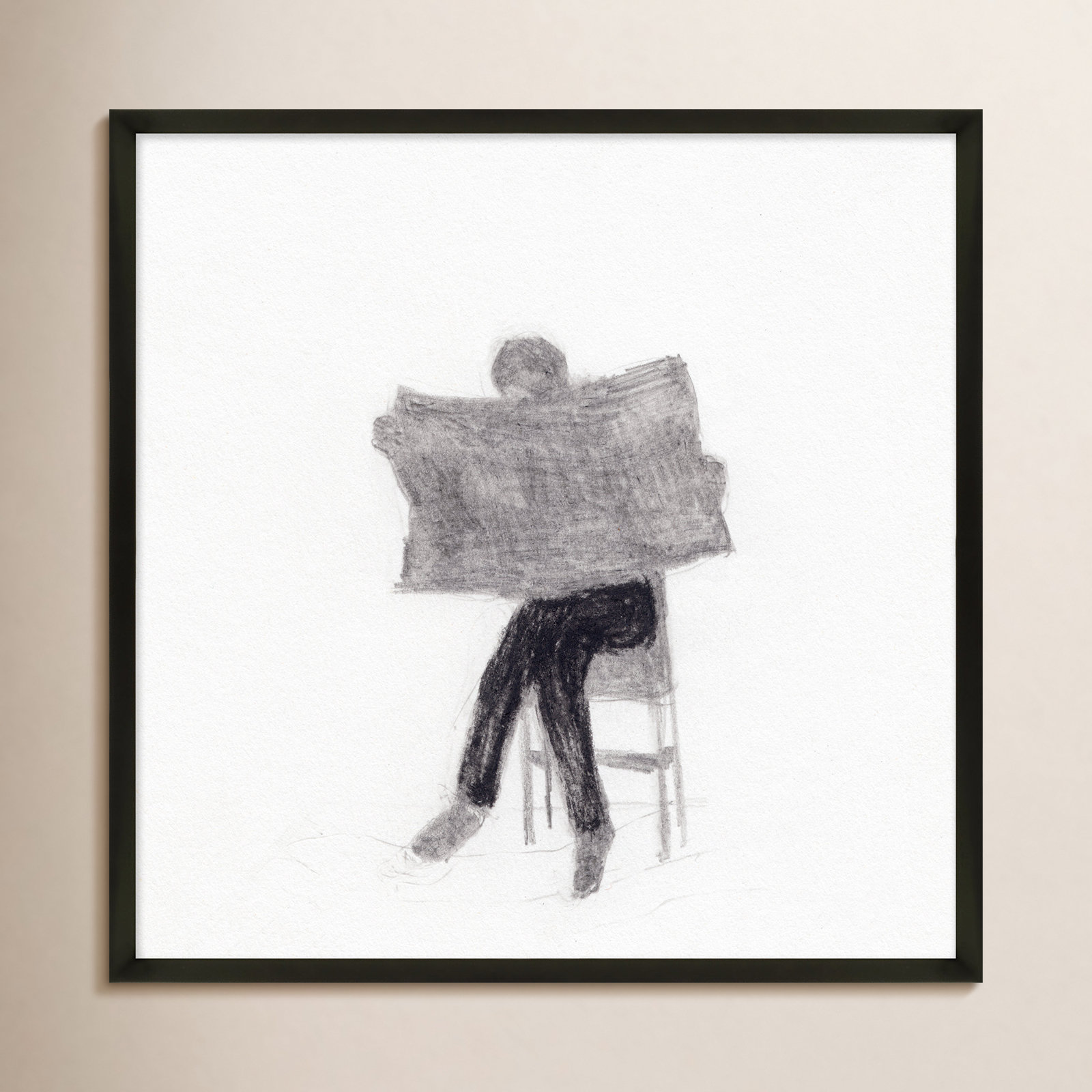 I Read the News Today Painting, Black, 16" H x 16" W