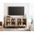 Light Beige Farmhouse TV Stand For 75-Inch TV, Wooden Universal Console With 4 Glass Doors & Storage Cabinets, Entertainment Center For Living Room Or Bedroom