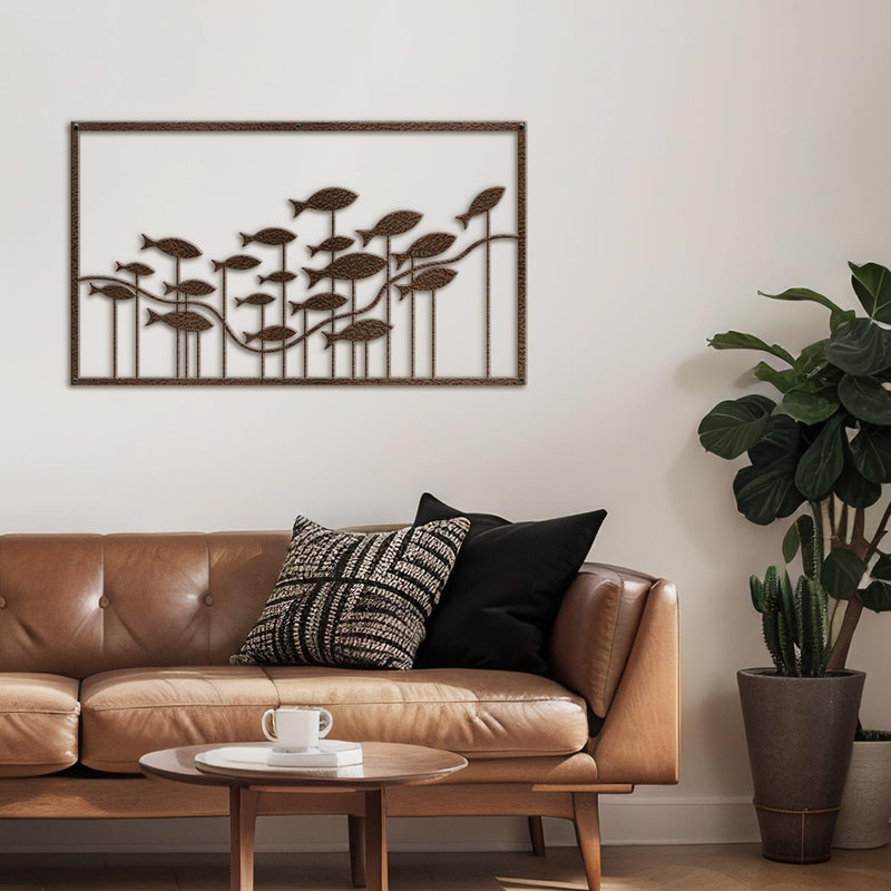 Décoration murale en métal, H 9 po x l 18 po x P 0,05 po, Bronze