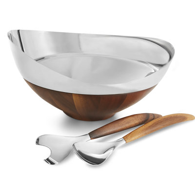 Nambe Pulse Salad Bowl W/ Servers