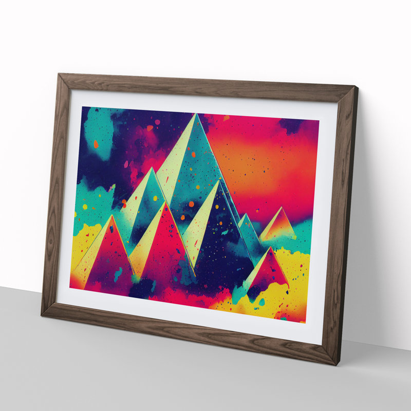 Splashed Pyramids Abstract - Framed Print, Walnut Framed, 25cm H x 34cm W x 2cm D