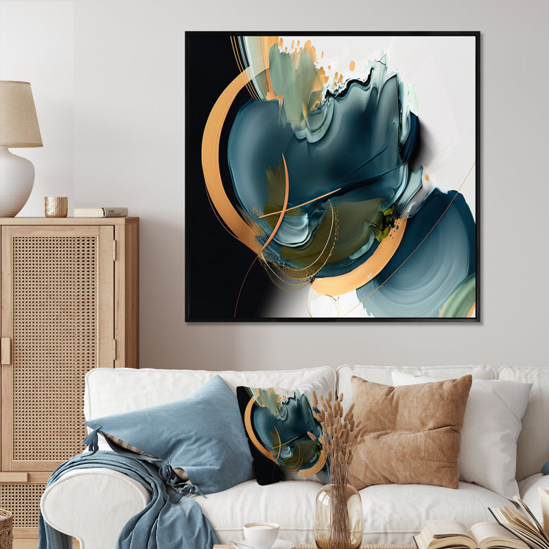 «Abstract Shapes Modern I», impression sur métal sans cadre, H 16 po x l 16 po x P 1 po, Black Picture Framed Canvas