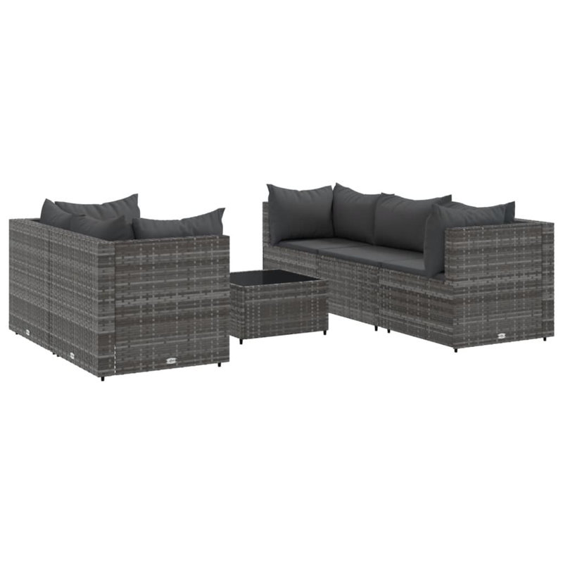 Latitude Run® 6 Piece Patio Lounge Set With Cushions Black Poly Rattan, Gray, Anthracite