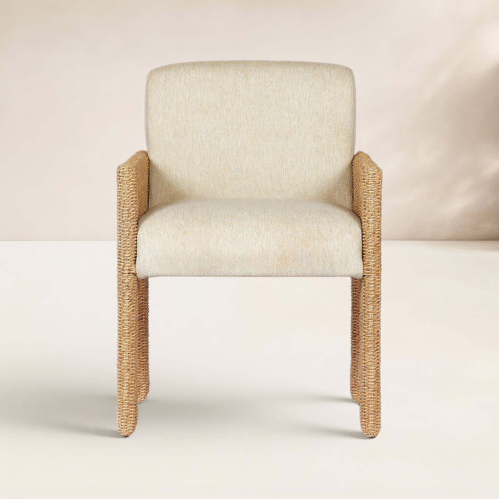 Easley Patio Armchair, Cream Performance Olefin, Natural Wicker