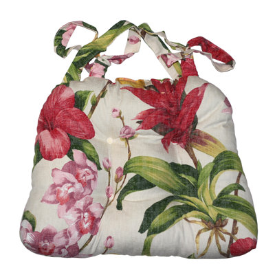 Kahlee Traditional Cotton Floral Indoor Chair Pad - Pack of 4