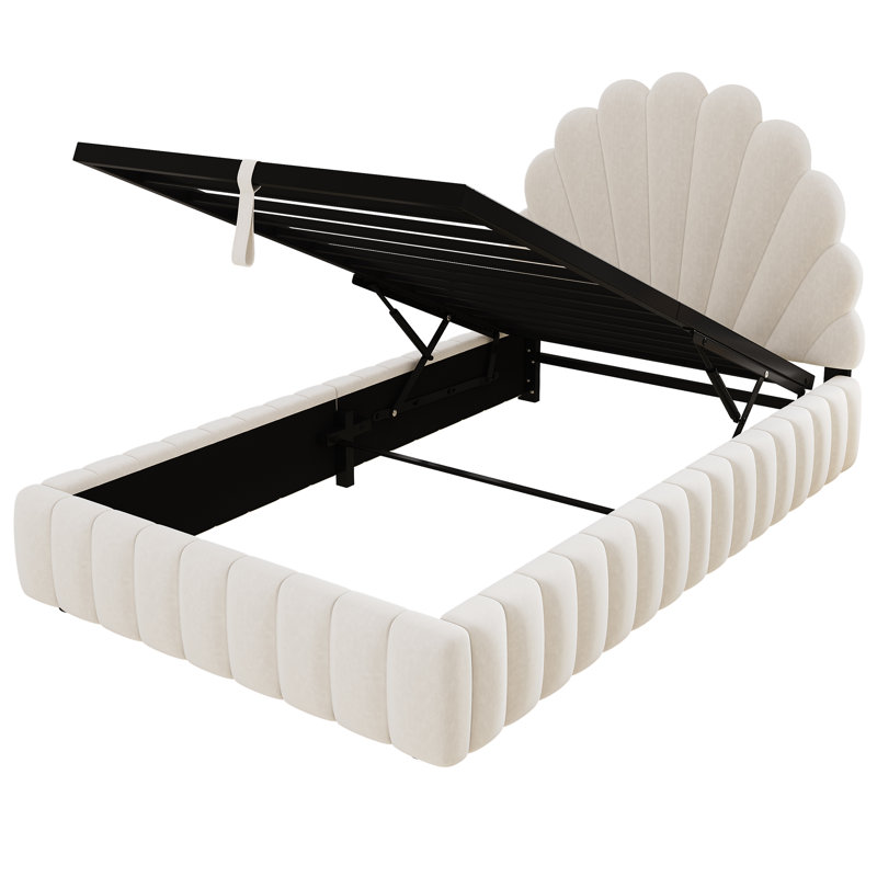 Upholstered Ottoman Bed, Beige