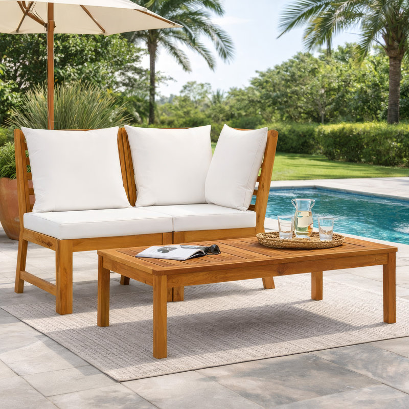 3 Piece Lounge Chair with Cushions, Cream