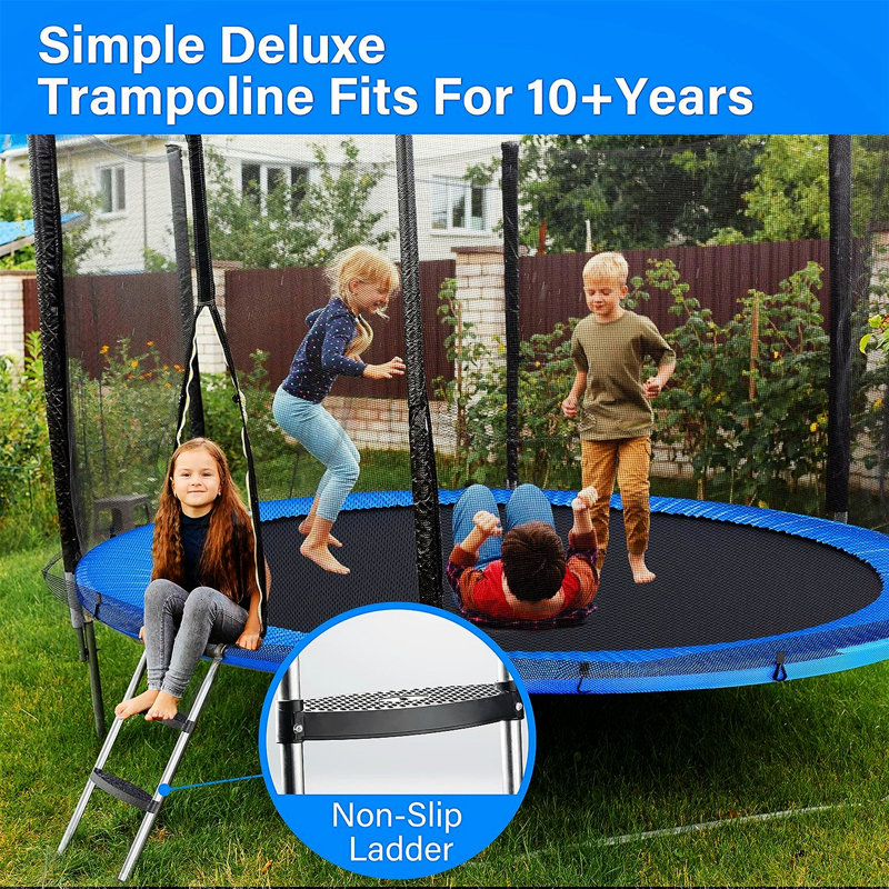 Trampoline de style roman avec filet d'enclos