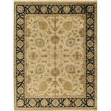 Hand Knotted Wool Oriental Area Rug in Gold/Black