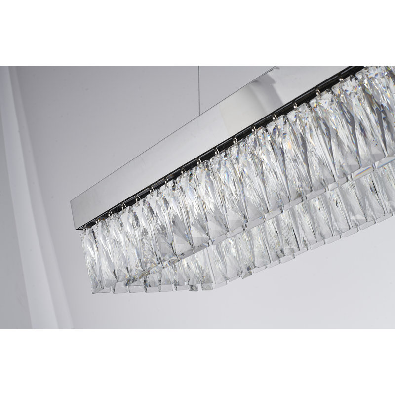 Lustre rectangulaire en cristal DEL 4 lumières Transitional, Chrome