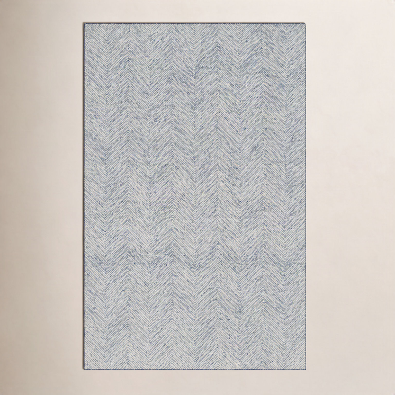 Wheaton Blue Beige Hand-Tufted Wool Chevron Rug, Rectangle 5' x 8'