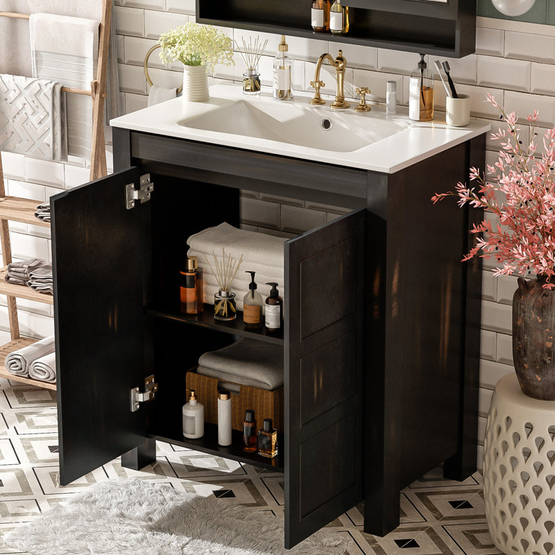 Meuble-lavabo 30 po avec plateau en céramique, Espresso