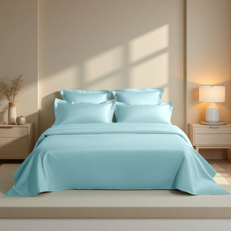 Taies d'oreiller carrées en satin de coton égyptien de qualité supérieure (500 fils/cm²) - NTBAY, Euro, Turquoise