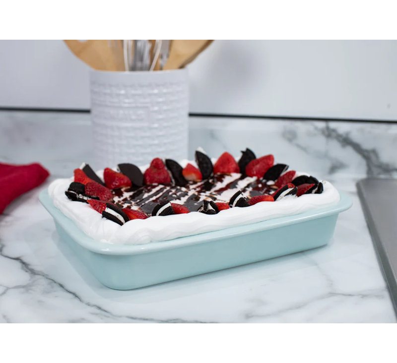 Plat de cuisson bleu glacier 304, Sarcelle