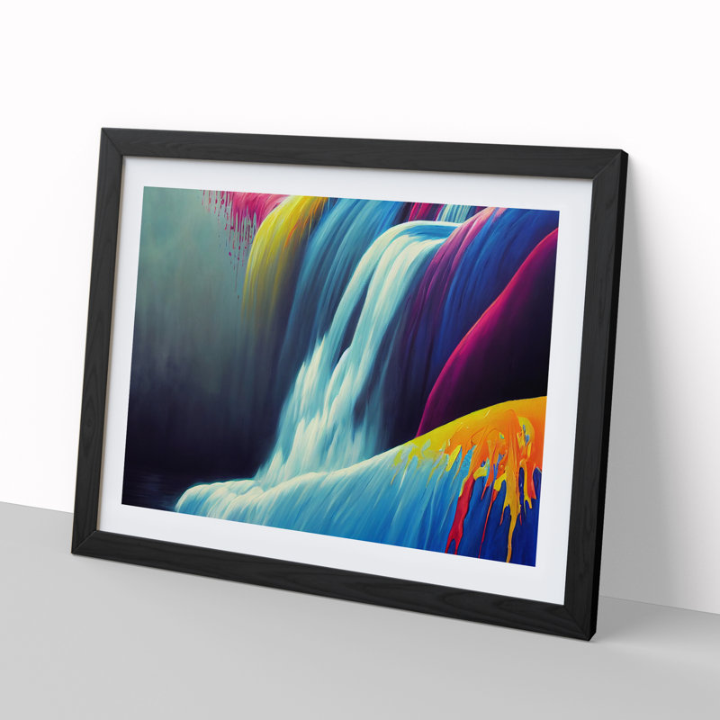 Dripping Waterfall Vol.6 - Single Picture Frame Painting, Black, 46cm H x 64cm W x 2cm D