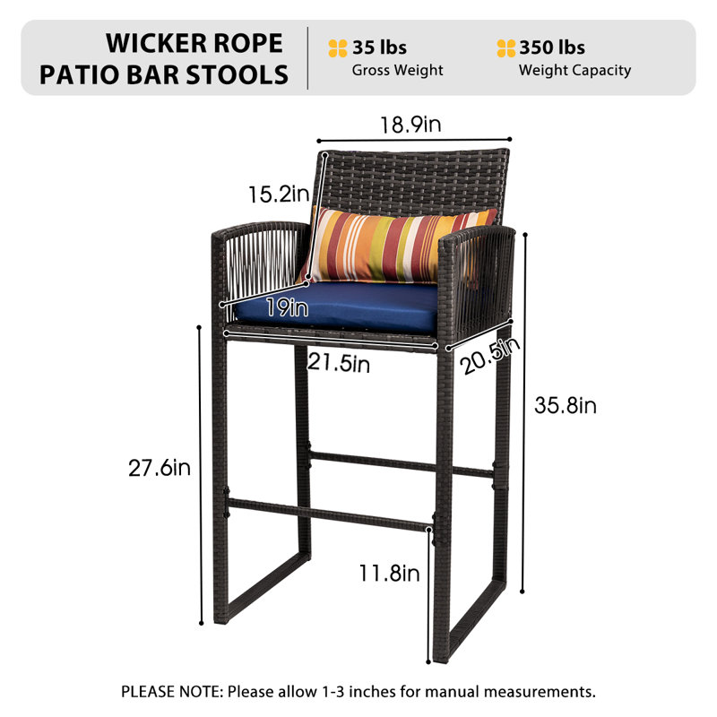 Tabourets de bar pour patio, Gris, Marine