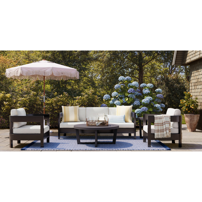 Gemmell Sunbrella® Outdoor Reversible Throw Pillow, Seascape Charcoal