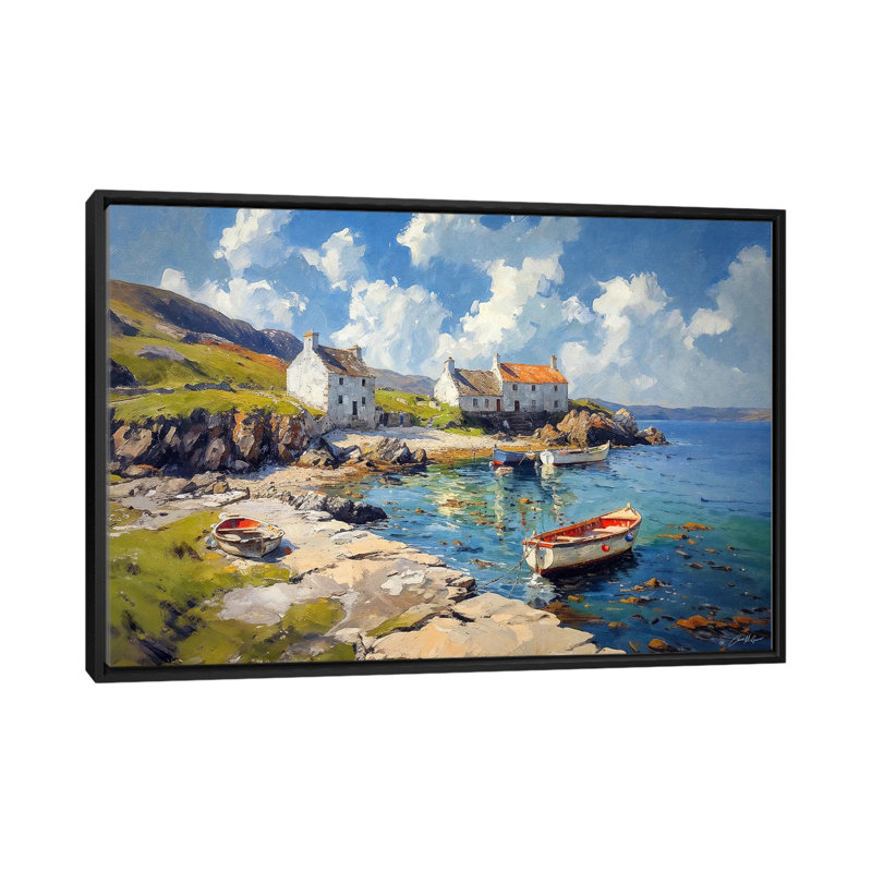Island Harbor - reproduction d'art murale encadrée, H 18 po x l 26 po, Reproduction encadrée sans passe-partout, Noir