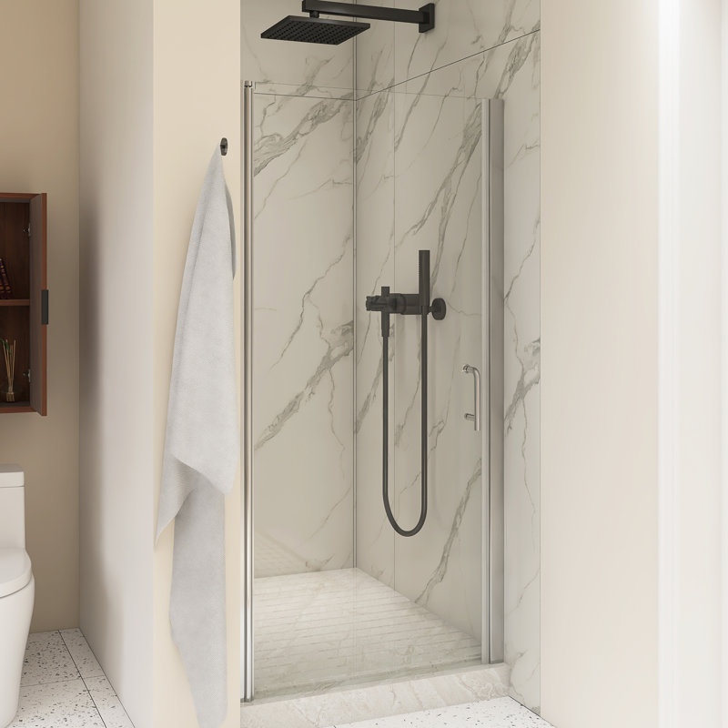 34 po X P 72 po H Porte de douche semi-encadrée, Nickel brossé