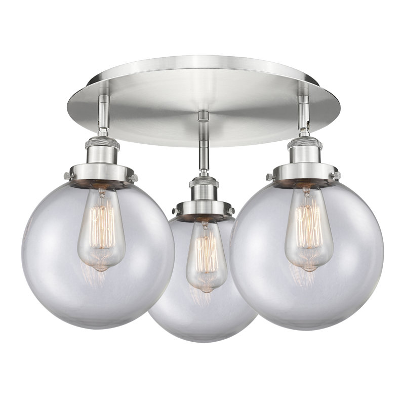 Plafonnier semi-encastré en verre Alvi, Nickel satiné, Clair