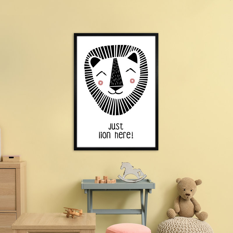 Lion by Miniofmine - Print, Brown Framed, 88cm H x 64cm W x 3cm D