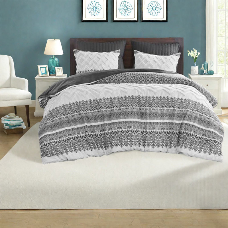 Ensembles de literie très grand / très grand en coton Farmhouse avec capitonnage en chenille, confort haut de gamme