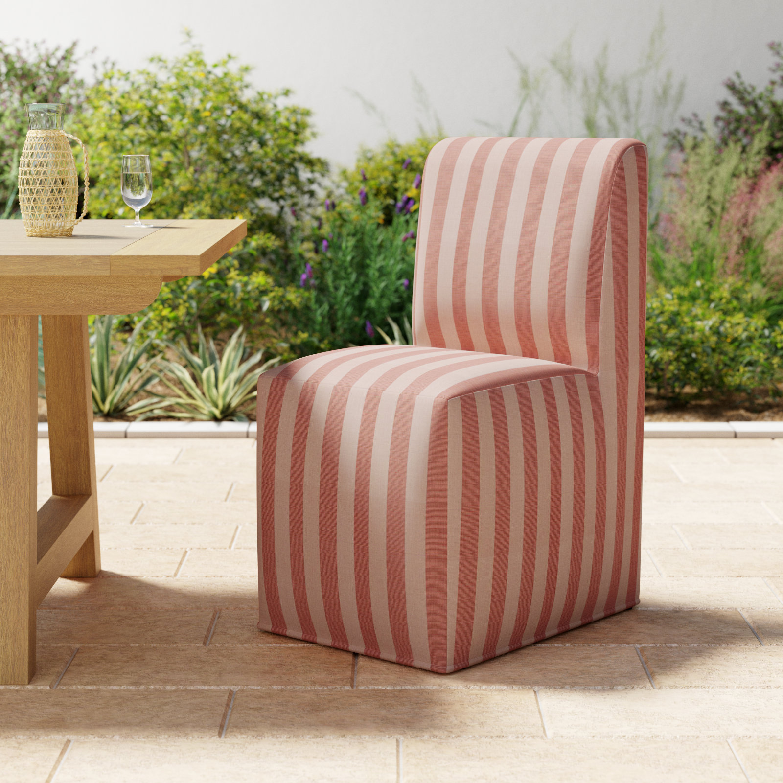 Praia Sunbrella® Patio Dining Chair, Expressive Blush Striped Sunbrella®