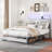 Queen Bed Frame with Storage Headboard and  LED Lights Metal Platform with Charging Station