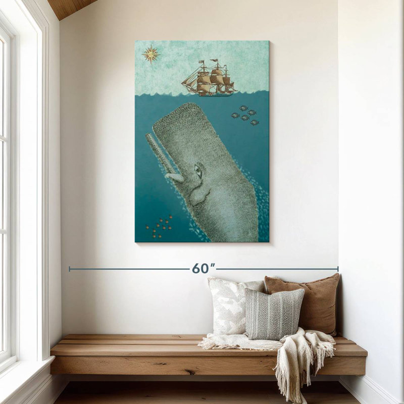 Baleine et bateau I, H 45 po x l 30 po