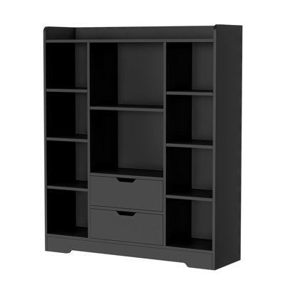Achnas 39" W x 47" H Storage Bookcase with 10 Cubes and 2 Drawers