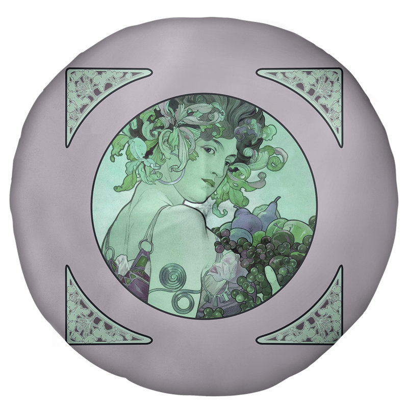 Alphonse Mucha Reversible Throw Pillow, 27.5" x 55.5", Green