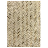 Natural Hide Cowhide Chevron Area Rug in Silver
