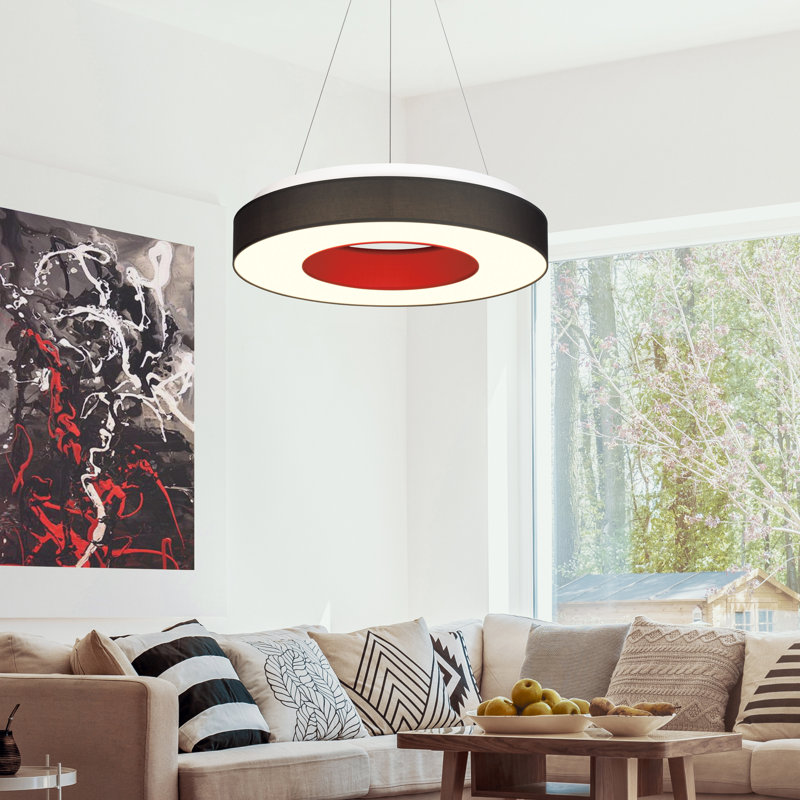 Luminaire suspendu géométrique à 1 lumière à DEL unique ahriyah, 27.56" W x 27.56" D