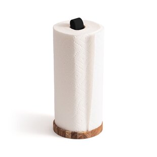 Acacia and Leather Freestanding Paper Towel Holder