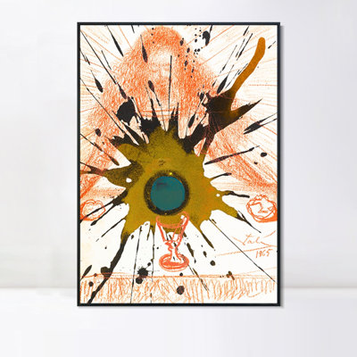 Reproduction giclée sur toile encadrée de la Bible Sacrée Vulgatae de Salvador Dali, décoration murale pour salon, maison ou bureau (cadre noir fin, 45,7 x 61 cm)
