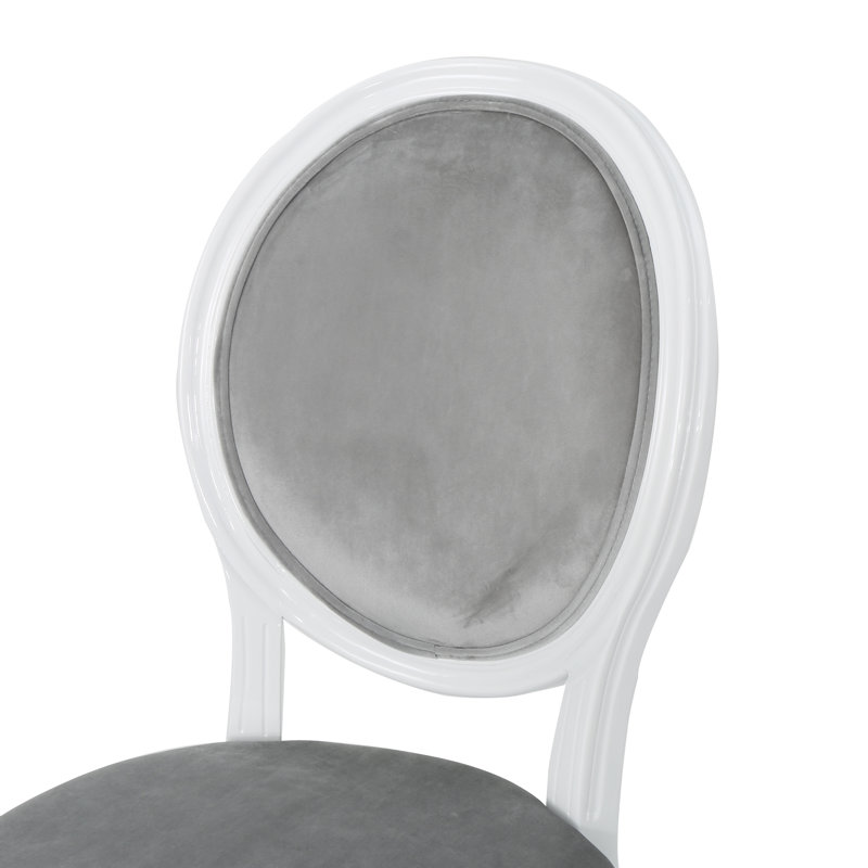 Chaises d'appoint rembourrées, Gris clair, Blanc brillant