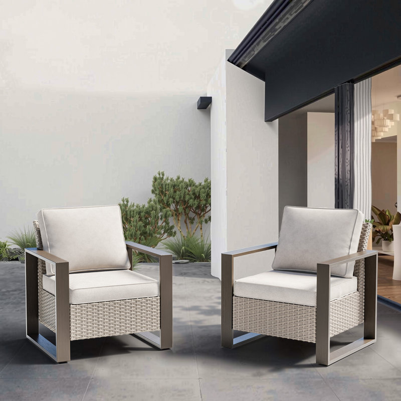 Chaise de patio avec coussins Creal, Beige