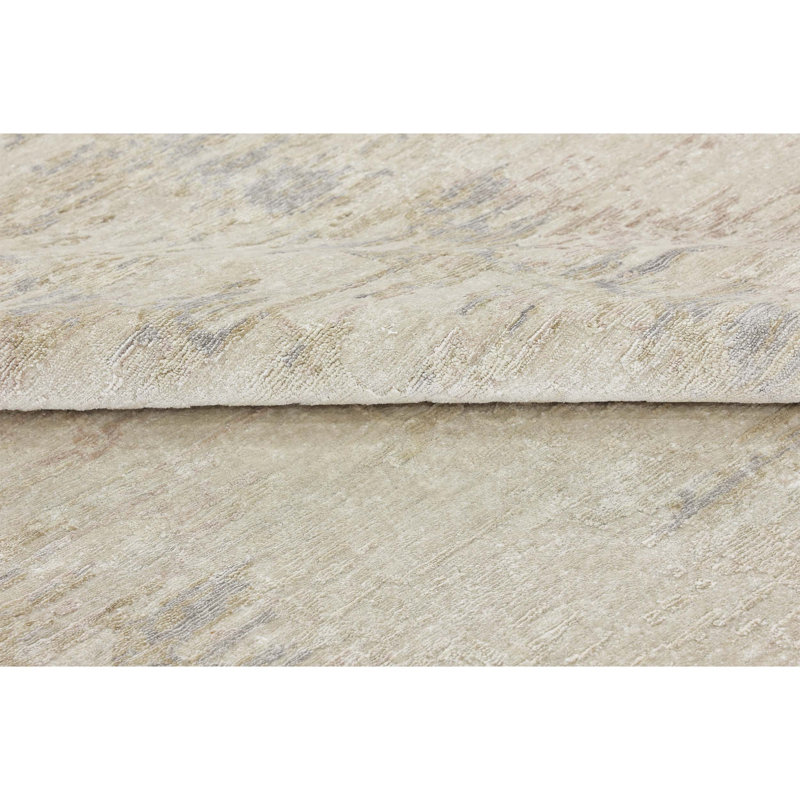 Hand Knotted Abstract Area Rug in Tan, Rectangle 10' x 14'