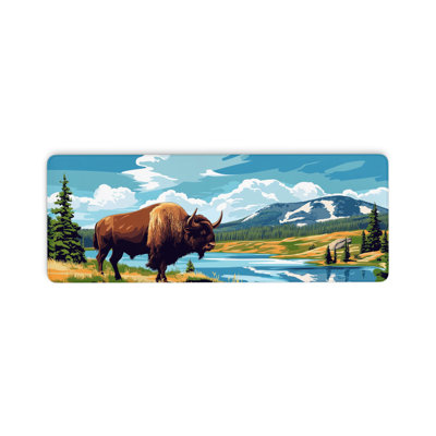 Tapis de souris Yellowstone National Park, tapis de bureau Highland Bovins avec bords cousus et base antidérapante, clavier de souris complet pour bureau, maison - arbre de montagne de montagne épais, 11,8 x 27,6 po