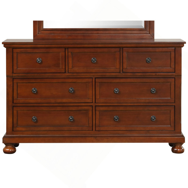 Commode 7 tiroirs avec boutons ronds et pieds en chignon