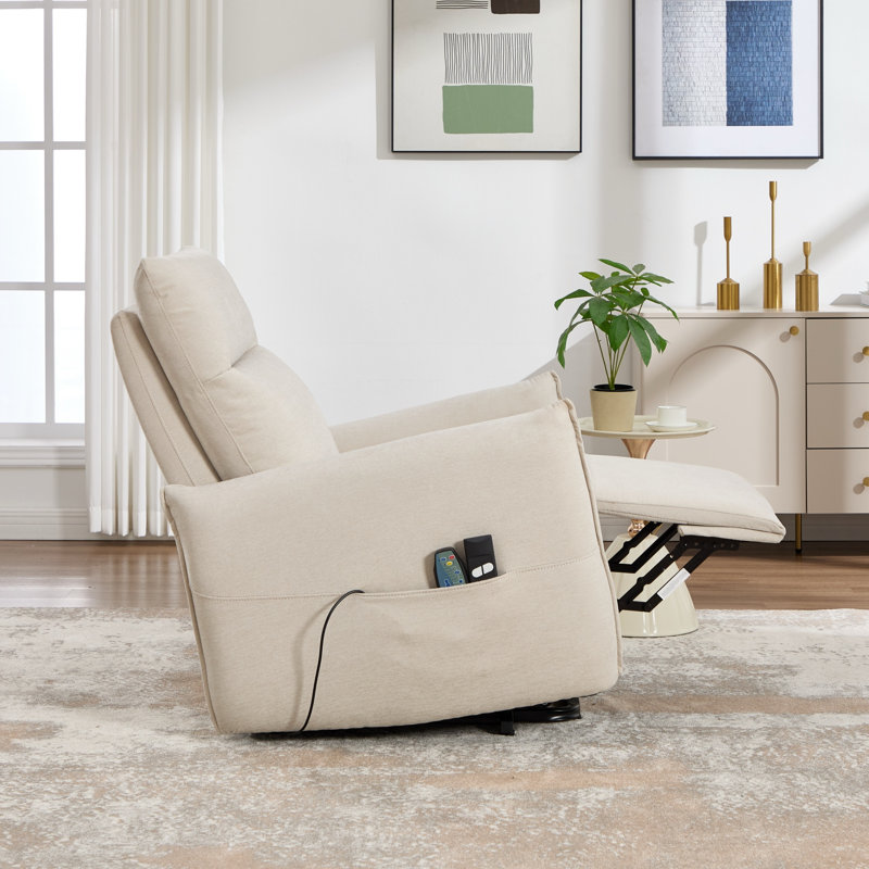 Fauteuil inclinable électrique de 33 po de large avec fauteuil chauffant et inclinable avec massage et chauffage, poche de rangement latérale, canapé rembourré en tissu pour salon