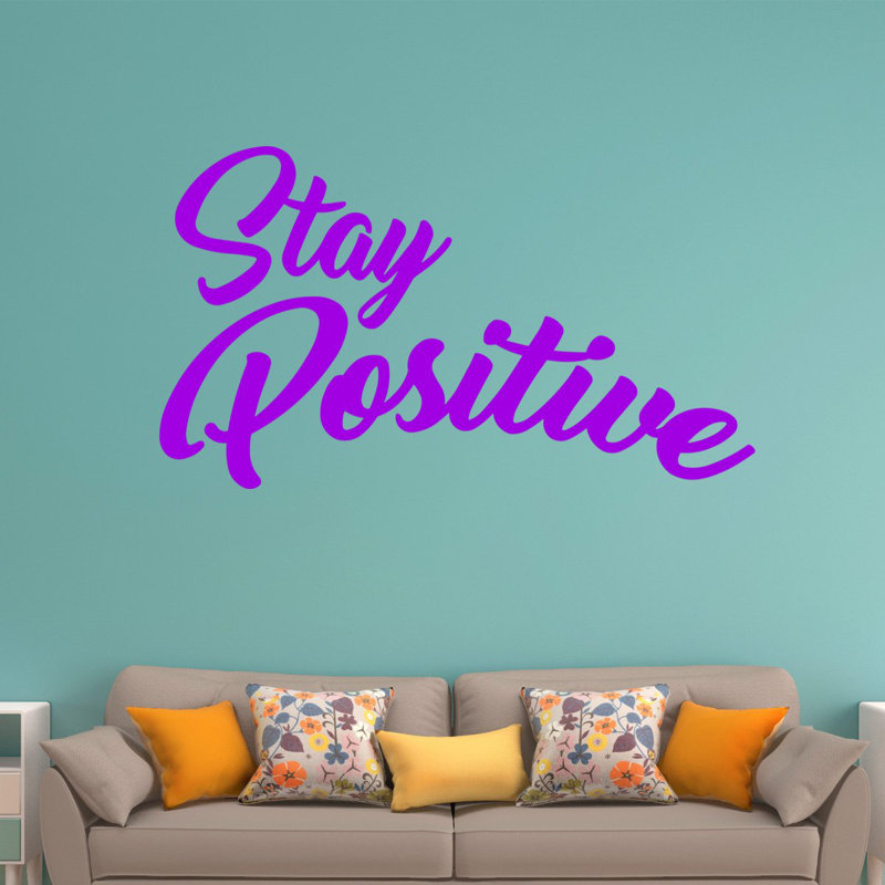 Décalcomanie murale en vinyle à relevage en vinyle positive vivre, H 18 po x l 30 po, Mauve