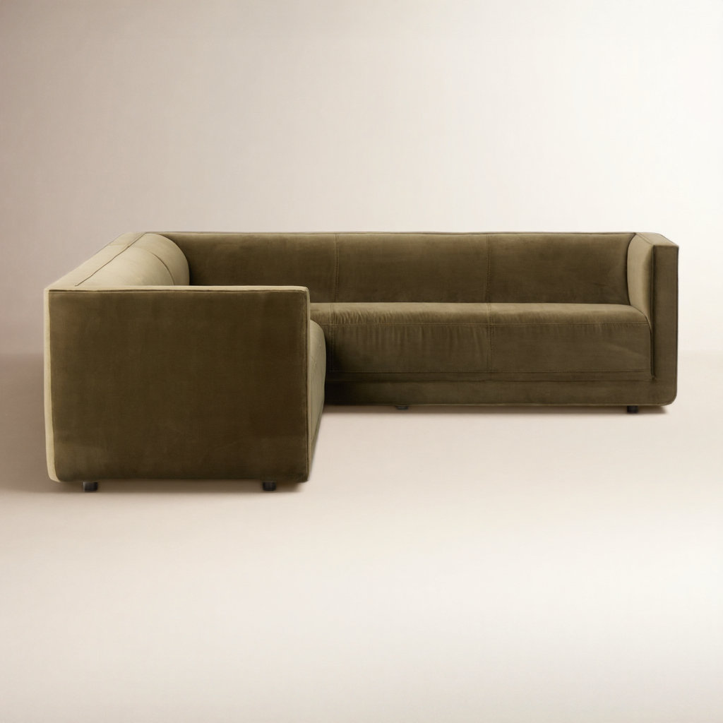 Fitch Velvet Corner Sectional, Left Hand Facing, Surrey Olive Performance Velvet