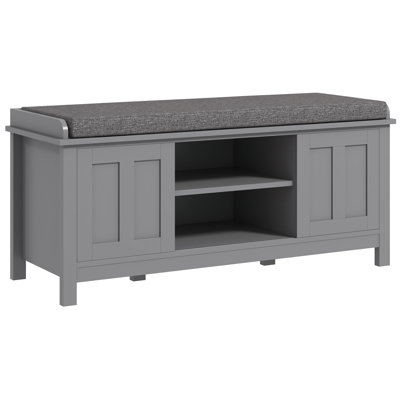 Banc à chaussures pour le vestibule, avec 6 compartiments de rangement et siège rembourré, tablettes réglables