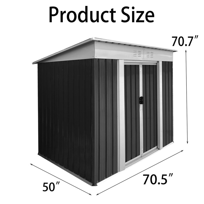 Outdoor Storage Sheds, Gray, 70.7" H x 70.5" W x 50" D