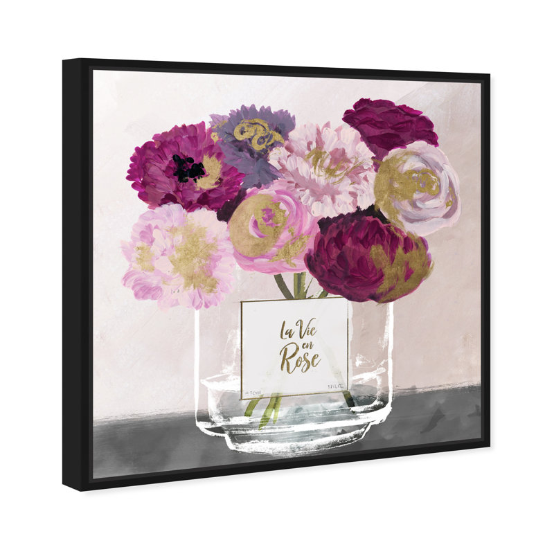 «La Vie En Rose», reproduction, H 12 po x l 12 po x P 1,5 po, Noir