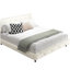Structure de lit très grand, tête de lit capitonnée avec coussin extra-large ultra doux, lit plateforme en chenille avec support double en lattes de bois et de métal, solide et stable, silencieux, beige / blanc