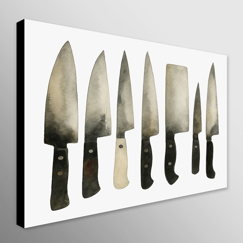 Kitchen Knives Wall Art - Canvas Framed Print, 43" H x 63" W