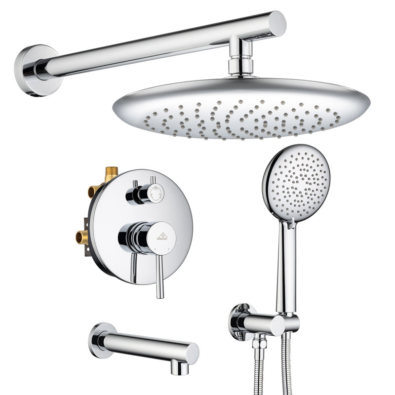 Chrome Multi-Head Rain Shower System with Handheld